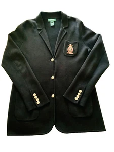Lauren Ralph Lauren Cardigan Sweater Crest Buttons Medium - Picture 1 of 9