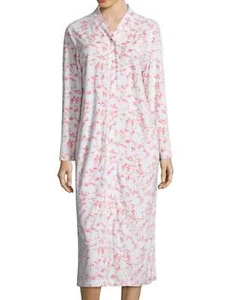 Womens Plush Ivory Salmon Scroll Snap Front Robe Fleece Housecoat - Picture 1 of 1