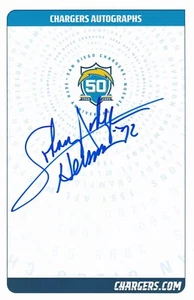 JOHNNY RODGERS SIGNED AUTO'D 50TH ANNIVERSARY SIGNATURE CARD SAN DIEGO CHARGERS - Picture 1 of 2