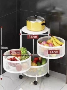 Carro Metal Blanco Multiuso 3 Pisos Cestas de Hierro Fruta Decoración Cocina Reb - Imagen 1 de 1