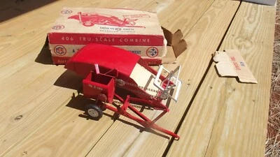 1/16 Tru Scale Red Pull Type Combine Tractor Implement Farm Toy #406 by Carter - Image 1 of 4