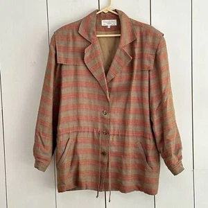 Vintage 1980er Christian Dior Damen Knopf Sport Jacke Gr. 12 gefüttert orange hellbraun - Bild 1 von 8