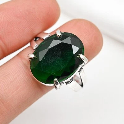 Chrome Diopside Promise Ring Gemstone 925 Sterling Silver Handmade Fine Jewelry - Image 1 of 4
