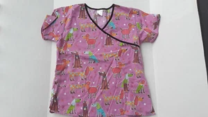 Just Love pink scrubs top with dog print size L - Picture 1 of 2