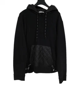 Valentino Hombres Acolchado Bolsillo Sudadera con Capucha Logo Grande VTLN Nylon Cinta Pullover Suéter - Imagen 1 de 8