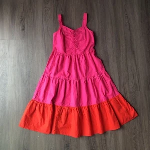 Peyton & Parker Tiered Midi Dress Girl 7/8 Colorblock Pink Red Sleeveless Party - Picture 1 of 7