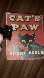 Miniature Black Cat Figurine and VTG Cats Paw Heels Box (see description) - Picture 1 of 3