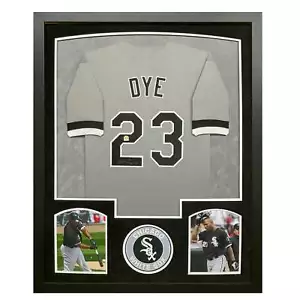 Jermaine Dye Signed MVP Chicago Grey Custom Suede Matte Framed Baseball Jersey ( - Picture 1 of 6
