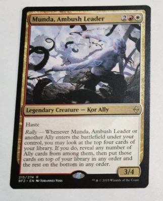 MTG Munda, Ambush Leader 215 BFZ Battle For Zendikar Rare LP x1 - Image 1 of 2