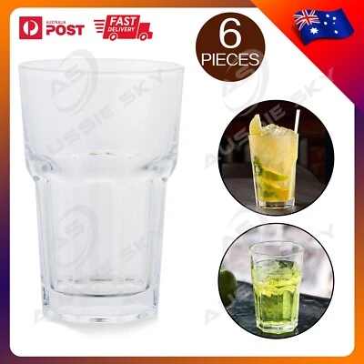 6Pcs Glass Tumblers Thick Highball Drinkng Glasses For Juice Water Iced Coffee - image 1 of 3