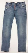 $270 Ovadia & Sons Men's Blue Slim Fit Mid Rise Distressed Denim Jeans Size 32
