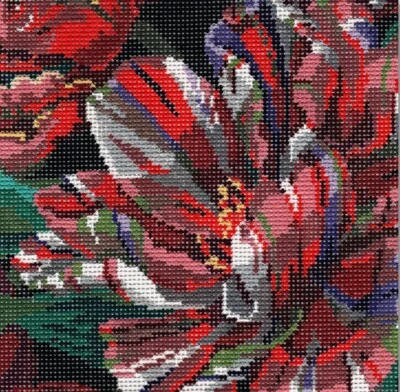 Needlepoint Handpainted CBK Parrot Tulip Small 7x7 - Image 1 of 4