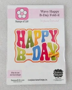 Stanzenset Stempel des Lebens Barnard Wavy Happy B-Day Fold-it Karte Universal Metall - Bild 1 von 3
