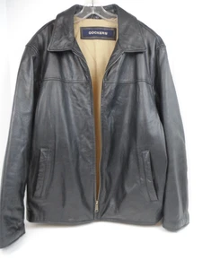 DOCKERS Men's Black Soft Leather Jacket 100% Cow Leather Full-Zip -Size Large - Picture 1 of 8