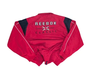 Reebok Vintage 90s Mens L Red Full Zip Track Top Jacket Big Logo Reto Streetwear - Bild 1 von 7
