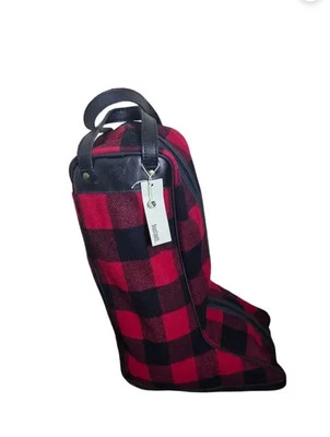 Bonfanti Borse Buffalo Plaid Wool Leather Horse Equestrian Boot Bag - Image 1 of 4