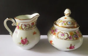 Schumann Empress "Dresden Flowers" Cream Pitcher & Covered Sugar Bowl - Mint - Picture 1 of 8