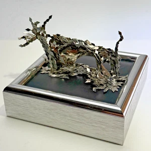 vintage 1986 Sterlin CRDL Magnetic Sculpture Desk Art Metal Frame Diamond Pieces - Picture 1 of 8
