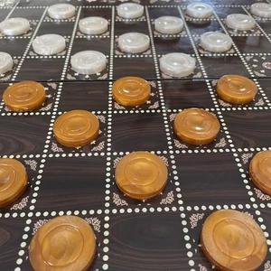 Yenigun Tavla 19" Folding Wood Inlaid Turkish Backgammon Checkers Chess Board - Picture 1 of 19