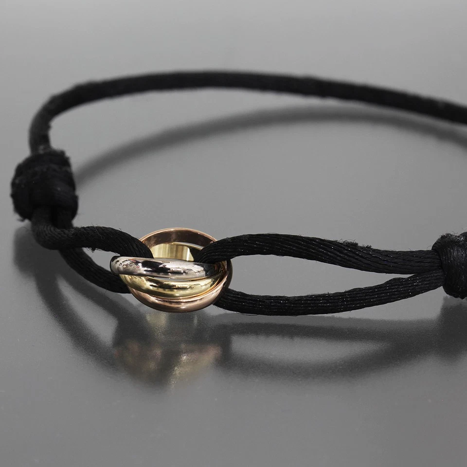 Pulsera Cartier Trinidad Cordón Algodón K18 Recién Pulido Brazalete Ajustable 6398A Foto 1 de 4