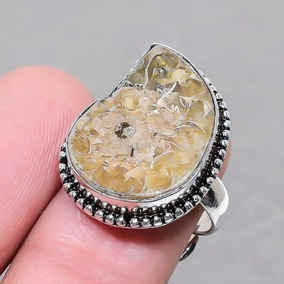 Модное этническое подаренное регулируемое ювелирное кольцо ручной работы с аммонитом SR 1834 - Изображение 1 из 4