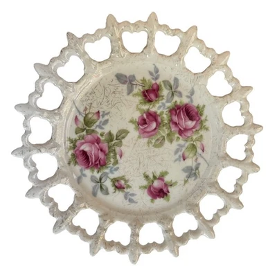 Vtg Dresden Style Porcelain Cake Stand or Pedestal Plate - Imagem 1 de 3