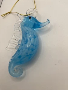 Seepferdchen verschmolzenes Glas 3" blau & klar Figur Ornament/DisplayGalerie schön - Bild 1 von 5