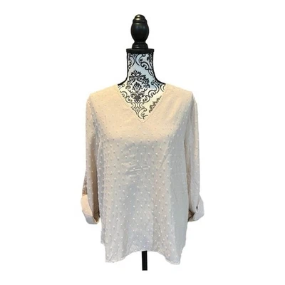 Blusa sin marca con botones en la espalda de gasa clip puntos blanco roto L Foto 1 de 4