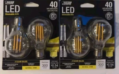 2 - 2pk Feit Electric Performance A15 E17 (Inter) LED Bulb Soft White 40 Watt - Image 1 of 2