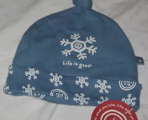 Life is Good Bebé 6-12 meses Azul Copo de Nieve Algodón Nudo Tejido Sombrero Gorro Gorra - Imagen 1 de 2