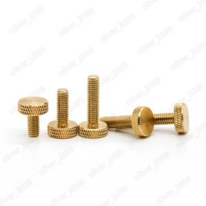 Viti a pollice zigrinate in ottone M3 M4 M5 M6 testa piatta grande rotonda - Foto 1 di 5