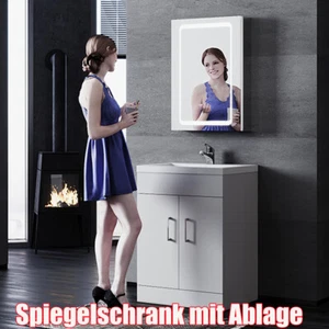 Spiegelschrank Bad mit Beleuchtung Glasablage und Steckdose Beschlagfrei 45x60cm - Bild 1 von 8
