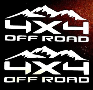 2 WHITE 4X4 OFF ROAD MOUNTAIN DECAL STICKER TRUCK Fits FORD CHEVY DODGE TOYOTA - Imagen 1 de 7