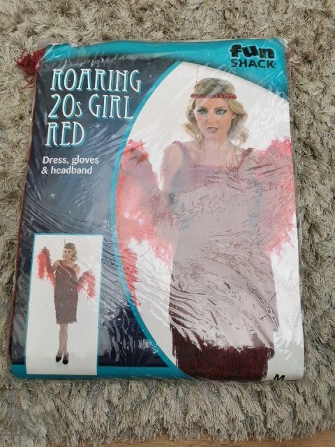 Mujer Adulto Elegante Vestido de Fiesta Aletas Rojas Rugientes Años 20 Niña Rojo Mediano Foto 1 de 1