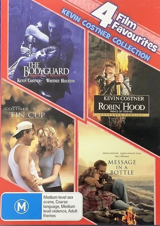 Bodyguard, Robin Hood, Tin Cup, Message In A Bottle vgc dvd region 4 t471 - Image 1 of 1