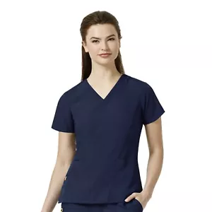 WOMEN'S WONDERWINK NURSING UNIFORM FOUR STRETCH STYLIZED V-NECK TOP 6114 - Picture 1 of 2
