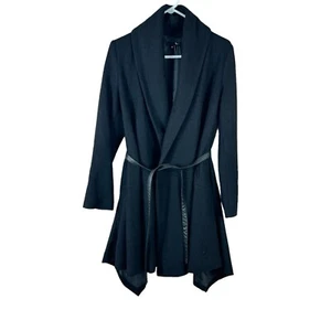 RYU womens size S black tie front wool overcoat driving coat - Picture 1 of 4