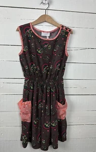 435 MATILDA JANE Sz 8 Sleeveless Isla Dress Brown Pink Floral Friends Forever - Picture 1 of 7