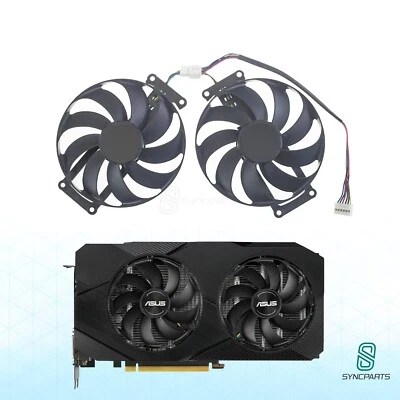 SYNCPARTS Juego de 2 ventiladores de tarjeta gráfica 87 mm ASUS Dual RTX 2070 EVO V2, RTX 1660 EVO, 2060EVO