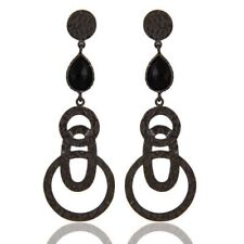 Black Rhodium 925 Sterling Silver Black Onyx Gemstone Jewelry Drops Earrings