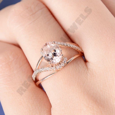 Vintage style 18k Rose Gold Plated 3.10ct Oval Cut D VVS1 Moissanite women ring  - Image 1 of 3