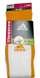 Adidas, Over The Calf, White w/ Yellow Stirrup Socks 2Pk Size 13C-4Y - Picture 1 of 4