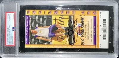 DEREK FISHER SIGNED 2010 NBA FINALS TICKET STUB "5X NBA CHAMPS" PSA 73335484 - Image 1 of 4