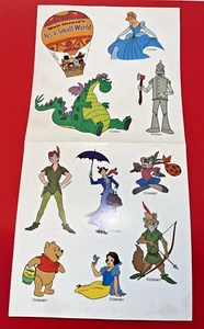 Vintage Disney Sticker Sheet Cinderella Pooh Snow Peter Pan White Robin Hood - Picture 1 of 13