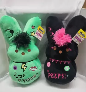 Peeps Black Pink & Green Emo Bunny Plush 16” Punk Rock 2025 EMO PUNK ROCK EASTER - Picture 1 of 2