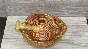 Vintage Murano Glass Mortar & Pestle With Gold Flake & Red Swirl Heart Shape - Picture 1 of 23