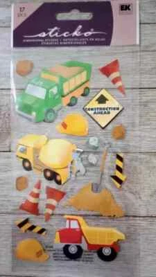 dump truck construction fun stickers dimensional puffy ek success 17pc new - Image 1 of 2
