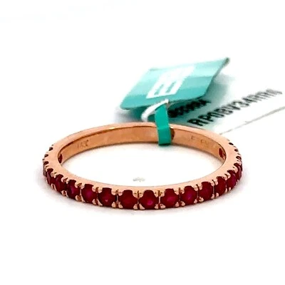 EFFY 14K Rose Gold Round Ruby Anniversary Band 3/4 Way Ring Size 10.25 - J241 - Image 1 of 4