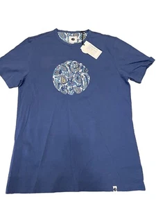 Camiseta Pretty Green Para Hombre Rayas en el Pecho Relámpago, Azul, Talla M - Imagen 1 de 9
