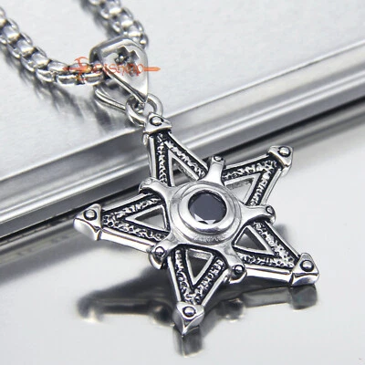 Collar Colgante Estrella Wicca Pentagrama Grande Para Hombre Sello Pagano Pentáculo de Salomón Foto 1 de 4